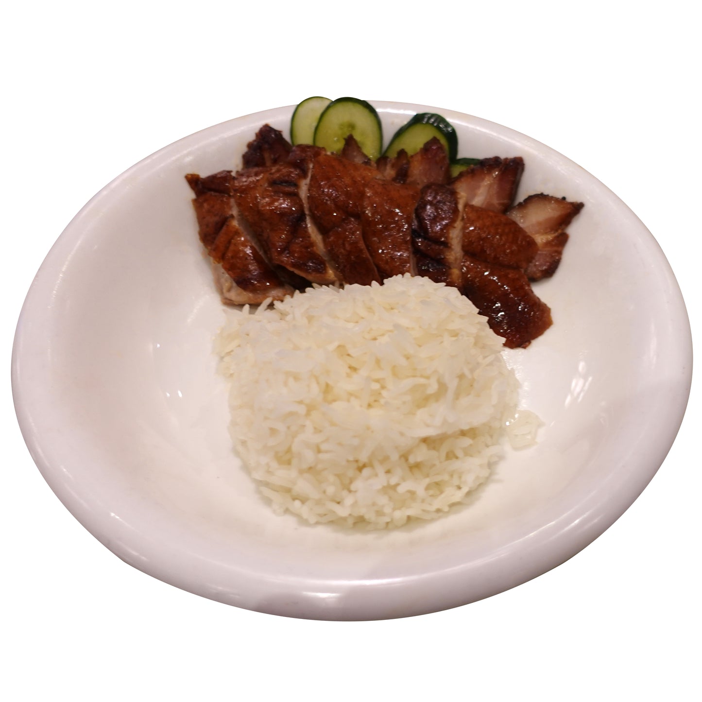 Roasted Duck with Honey Pork on Steamed Rice 烧鸭拼叉烧饭