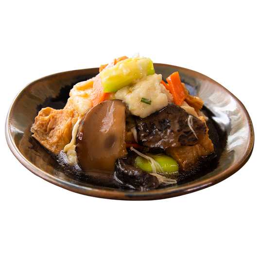 Braised Minced Squid with Golden Mushroom & Beancurd Stick in Oyster Sauce 金針菇豆根炆墨魚滑