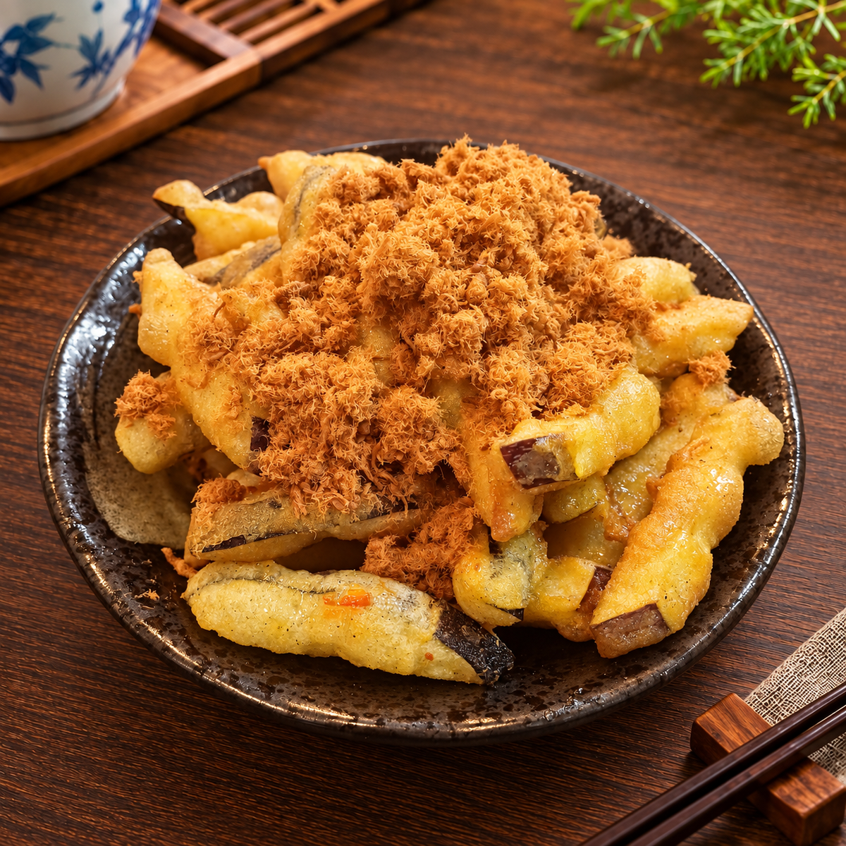 Deep Fried Eggplant W/ Pork Floss 肉松茄子