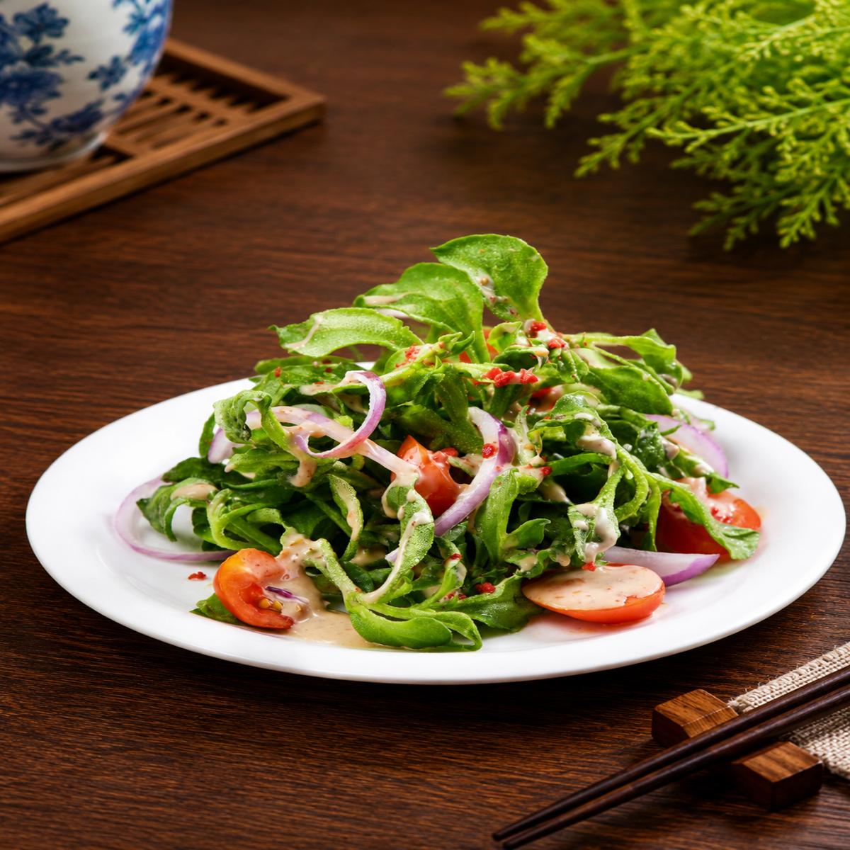 Chilled Ice Plant In Sesame Sauce 沙律冰菜