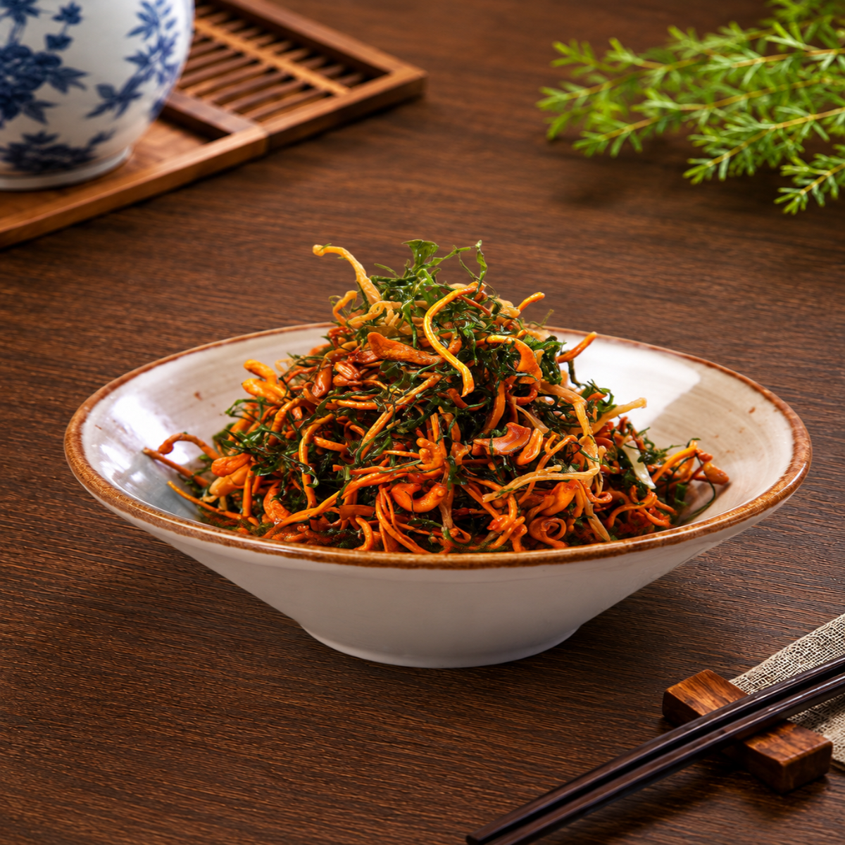 Crispy Fried Cordyceps Flower In Salt & Pepper 椒盐虫草花