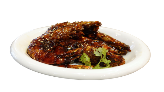 Pan-fried King Prawns tossed with Superior Soy Sauce  豉油皇大虾皇