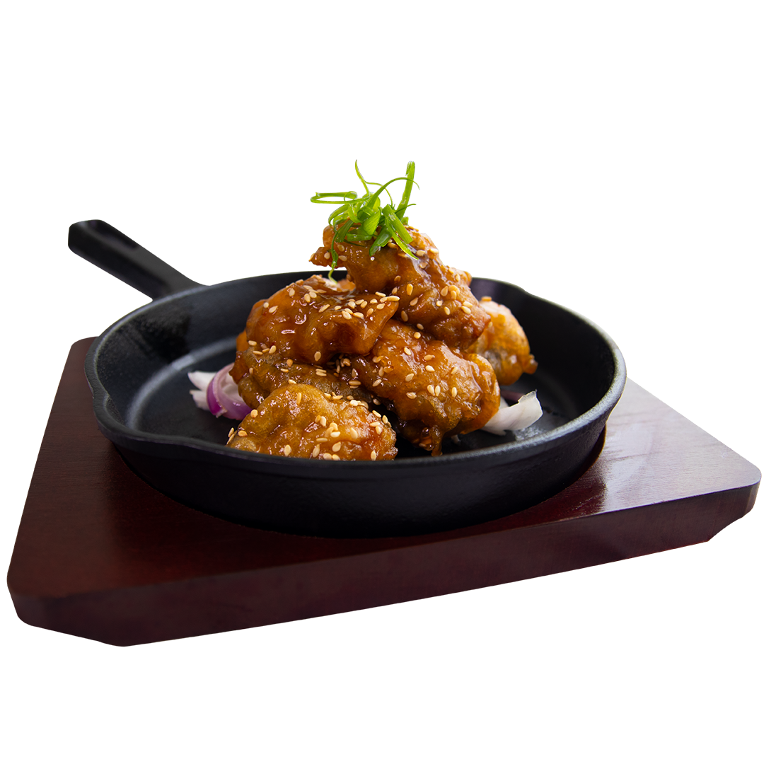 Deep-fried Oyster Tossed with Chef's Sauce Served on Iron Plate 铁板三杯汁生蚝